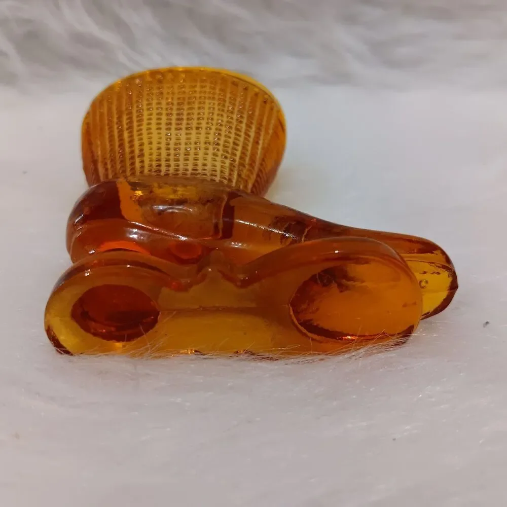 vintage L.E. Smith Glass Amber Boot matchstick or toothpick holder - Picture 4 of 9